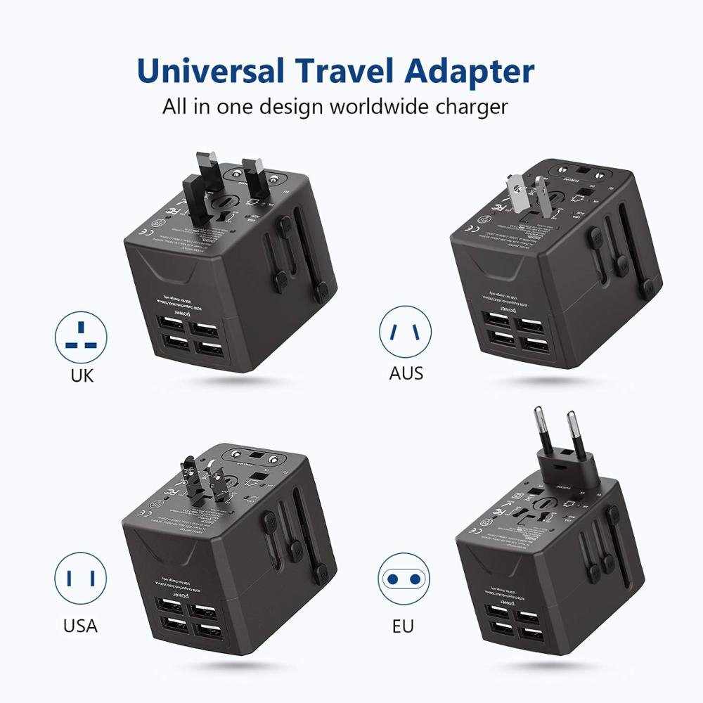 All in One Universal Travel Adapter Electrical Charger 4 usb 3.5A Quick Travel Charger Corporate Plug Travel US/AU/EU/UK plug