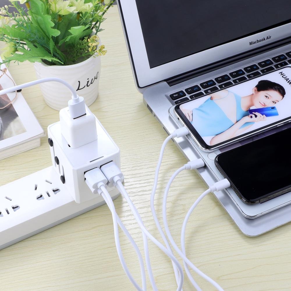 All in One Universal Travel Adapter Electrical Charger 4 usb 3.5A Quick Travel Charger Corporate Plug Travel US/AU/EU/UK plug