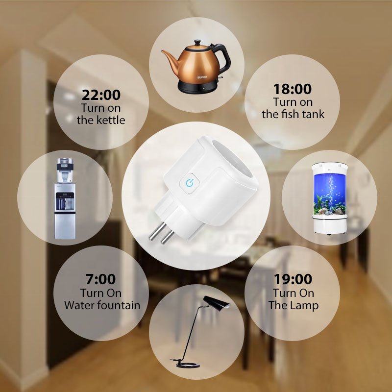 RSH Matter Smart Home EU Standard Alexa Google Homekit WiFi Outlet Smart Socket Matter Plug with Energy Monitoring Timer