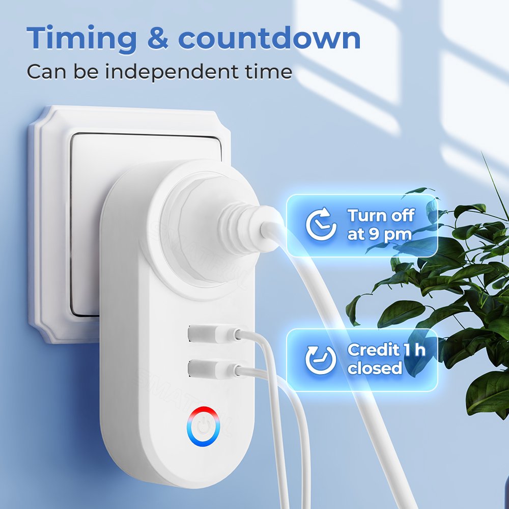 SMATRUL Eu Plug 16A Outlet Adapter Voice Smart Life App Electrical For Google Home Alexa Yandex Alice Tuya Wifi Smart USB