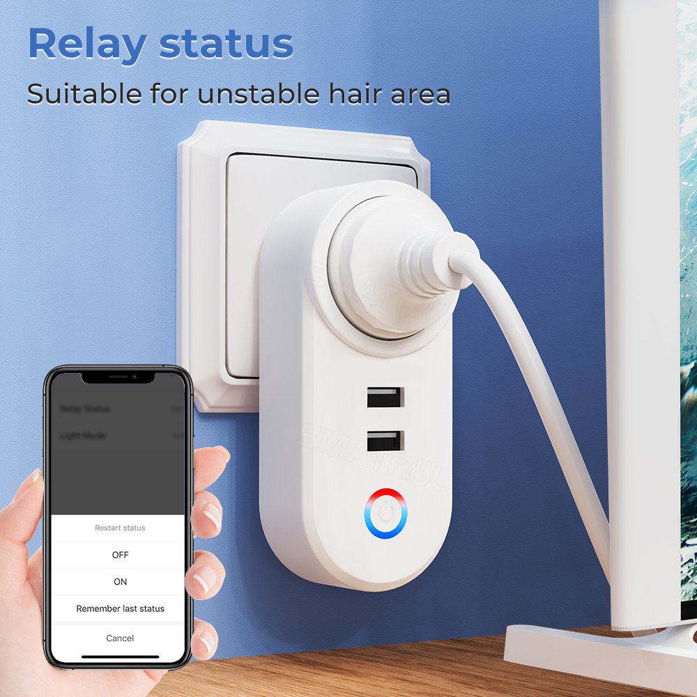 SMATRUL Eu Plug 16A Outlet Adapter Voice Smart Life App Electrical For Google Home Alexa Yandex Alice Tuya Wifi Smart USB