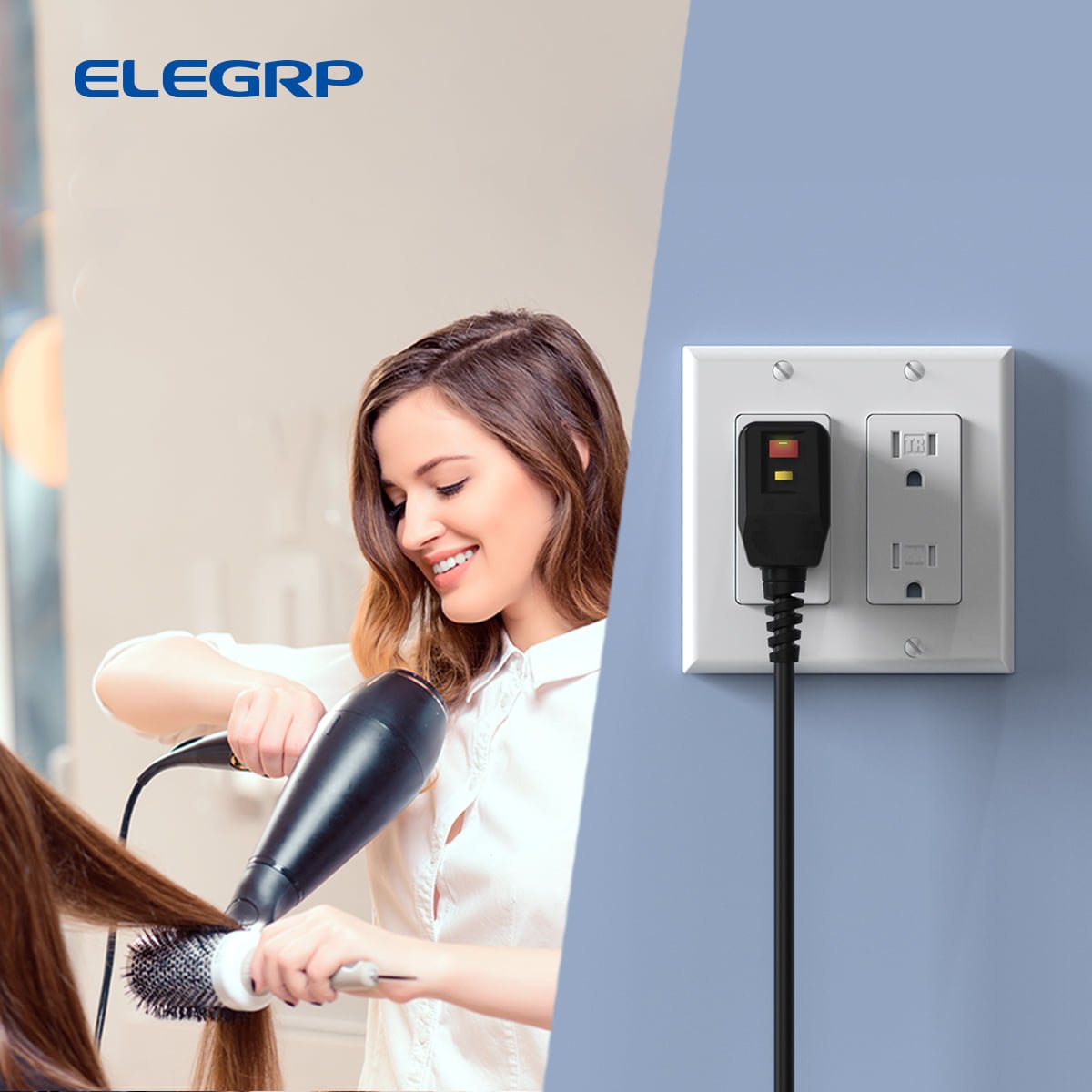 ELEGRP ALCI Mini Type 15A 120V Non-Grounded plug UL ALCI Plug Protection for Hair Dryer