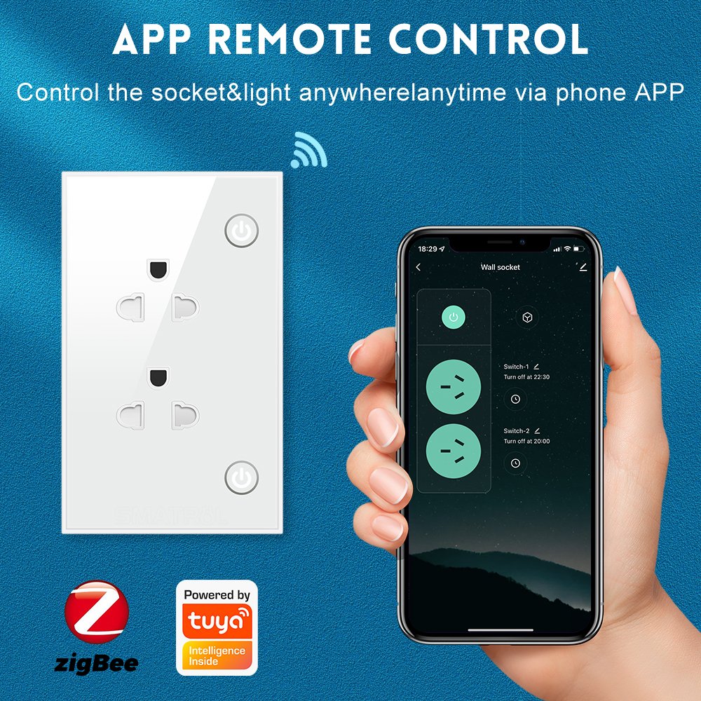 SMATRUL Adapter In Wall Electrical Outlet On Off Voice Timer Smart Life16A Tuya Zigbee US EU Smart Socket Plug