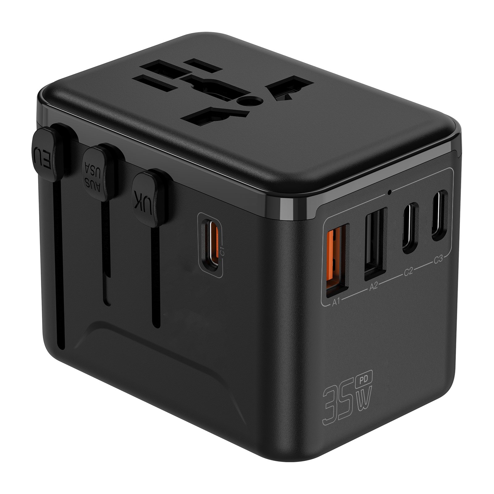 35W GAN Best Seller Fast Charger Universal Travel Adapter Electrical Multi Socket Travel plug Adaptor International Plug