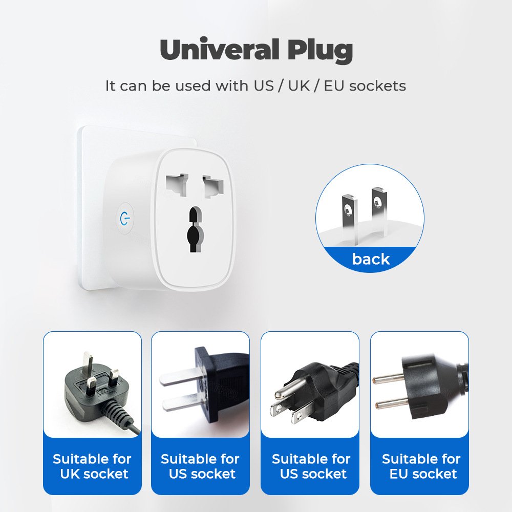 Tuya Wifi Smart Home Multi -Function Socket Plug Converter Mobile Phone Alexa Voice Timing Remote Control Wall Socket