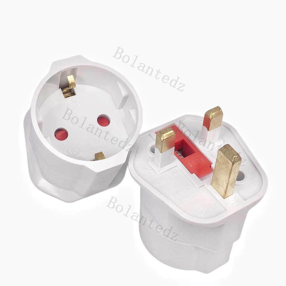 Europe Schuko to UK plug adaptor 3 pin schuko converter plug