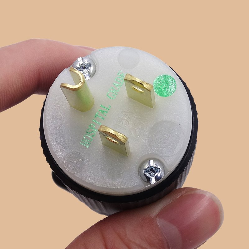 Factory Direct Sale Hospital Grade Plug 15A 125V US American Nema 5-15p Plug Medical Hospita Power Plug