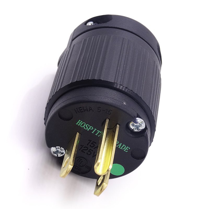 Factory Direct Sale Hospital Grade Plug 15A 125V US American Nema 5-15p Plug Medical Hospita Power Plug
