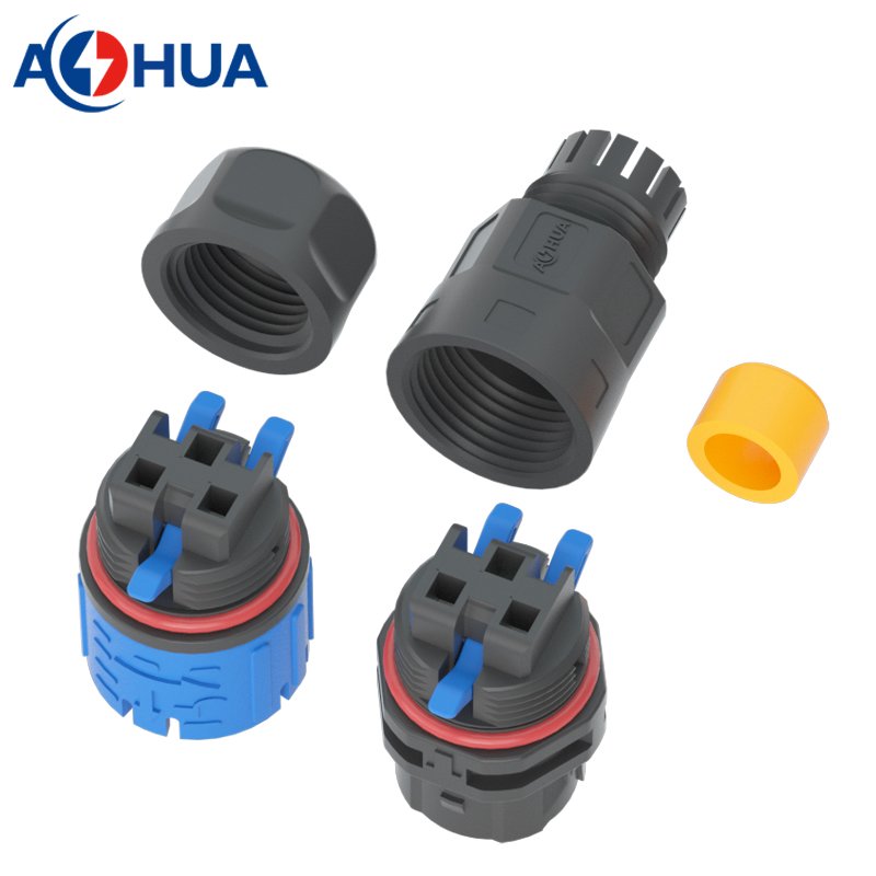 Self Locking Assembly IP67 Nylon Male Female Outdoor Waterproof Plug For Power Wire 15A
