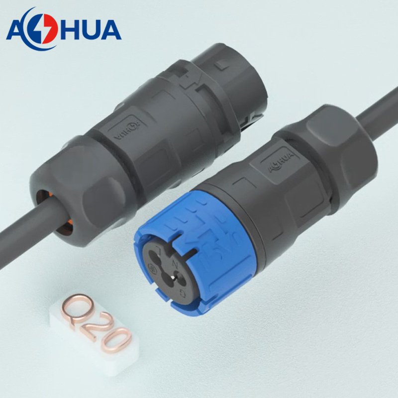Self Locking Assembly IP67 Nylon Male Female Outdoor Waterproof Plug For Power Wire 15A