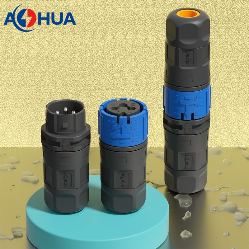 Self Locking Assembly IP67 Nylon Male Female Outdoor Waterproof Plug For Power Wire 15A