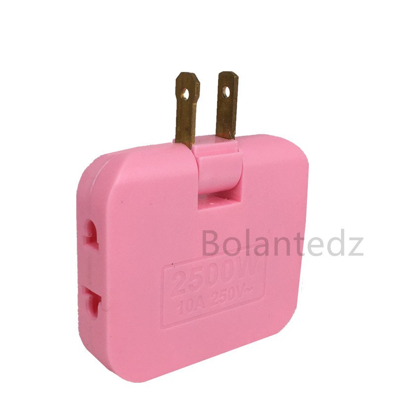 Polarity pin Ultrathin 3 Way Flat Wall Outlet Extender AC Adapter 2Pin SwivelIndoor Power Outlet expander Plug US Extension Plug