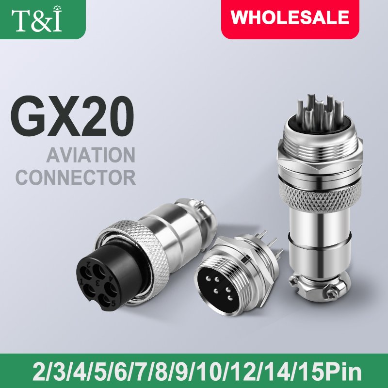 GX20 2 3 4 5 6 7 8 9 10 12 14 15 Pins Male & Female Docking Aviator Aviation Plug Socket Circular Connector Cable Connect