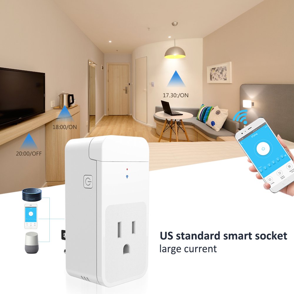 high used remote control smart wifi plug with main chip ESP8266 US Plug Socket Enabled plug Works with Alexa and google