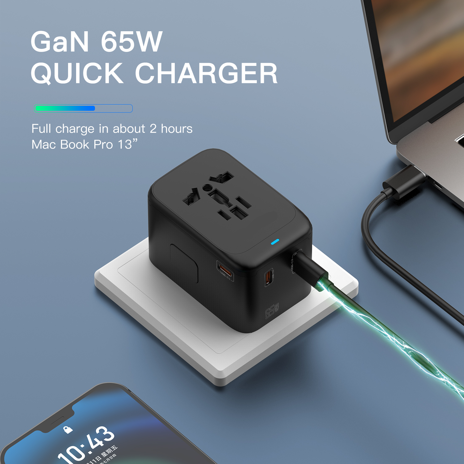 65w Pd Usb Electrical World Mini Universal Travel Adapter Plug Quick Charge Wall Power Type-c