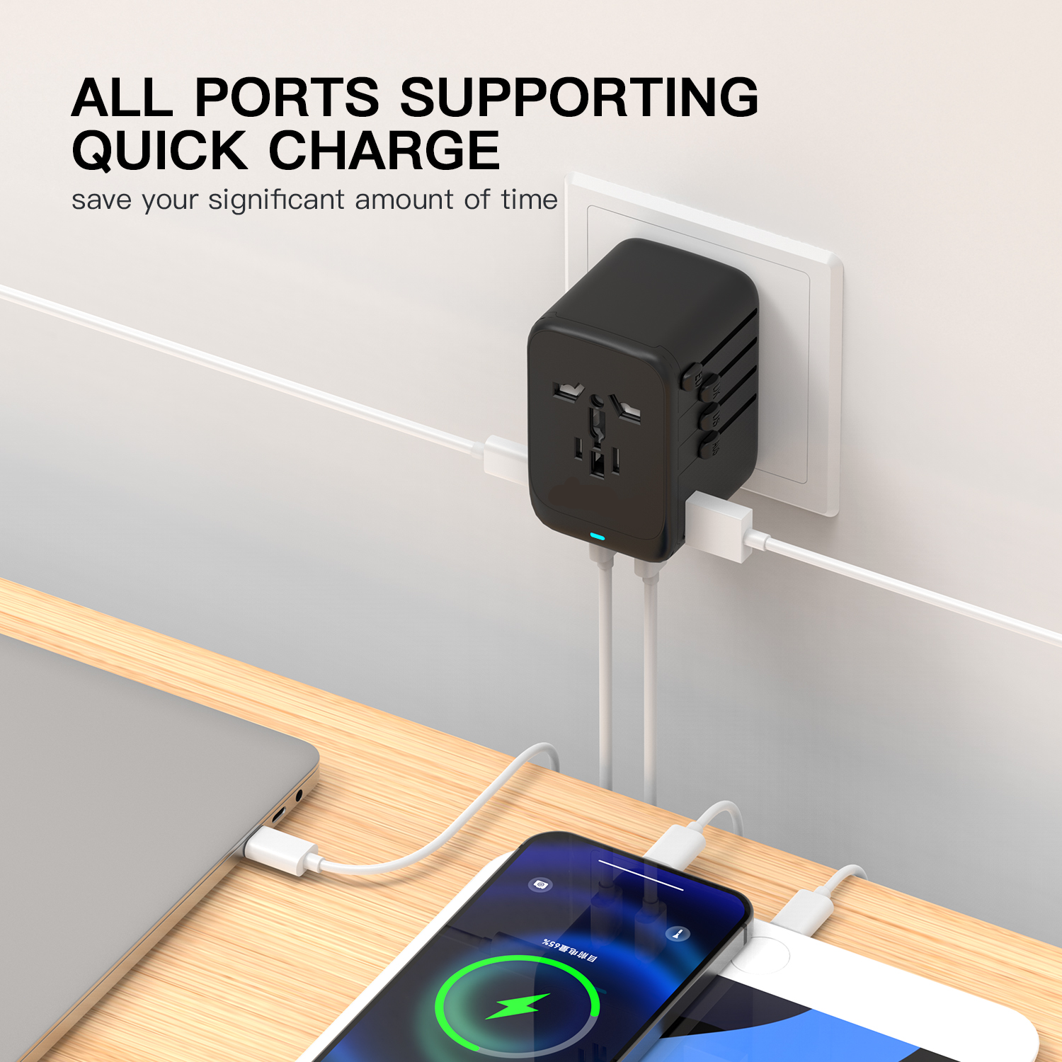65w Pd Usb Electrical World Mini Universal Travel Adapter Plug Quick Charge Wall Power Type-c