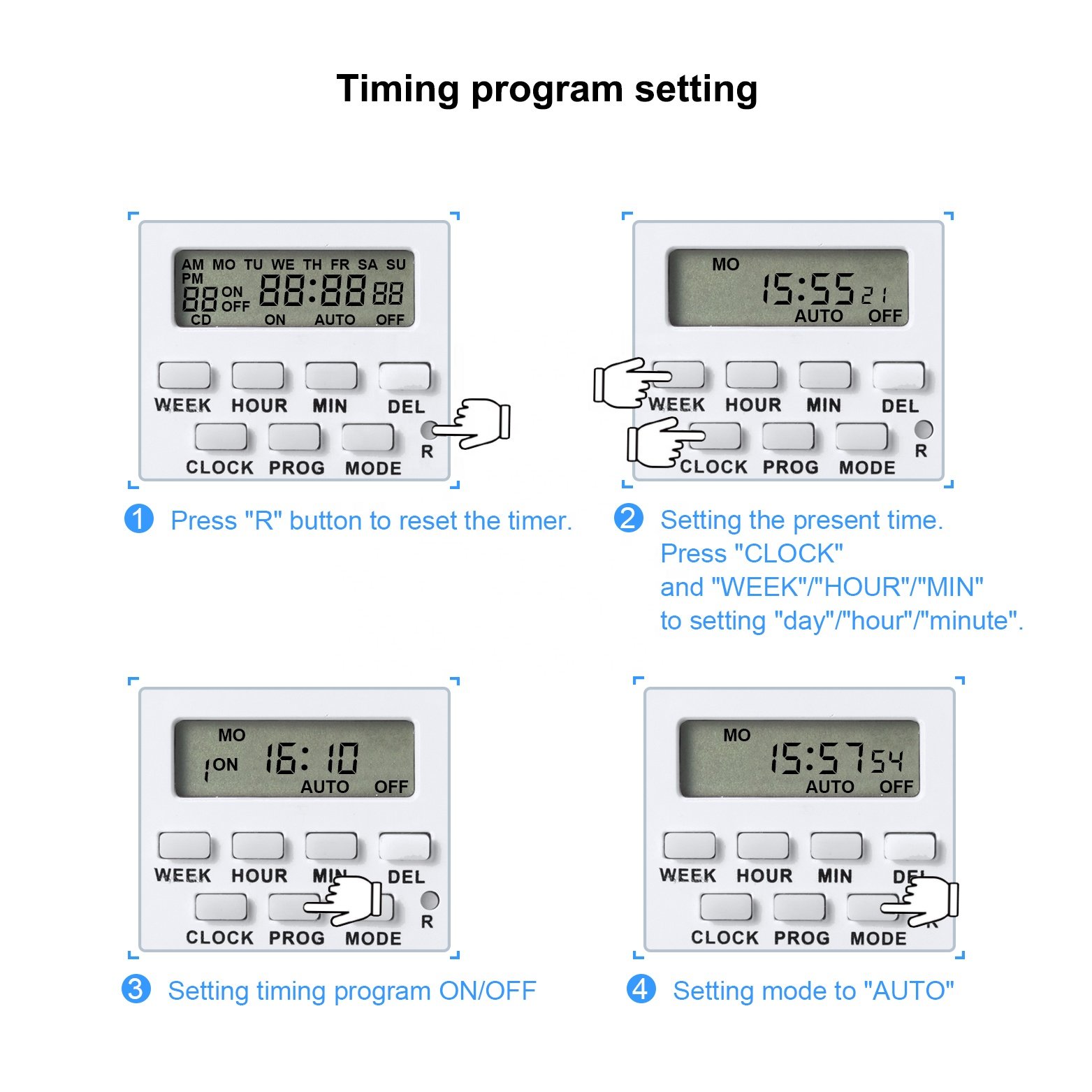 Hot sell 220V Programmable Auto OFF Digital Timer In Switch Plug Socket