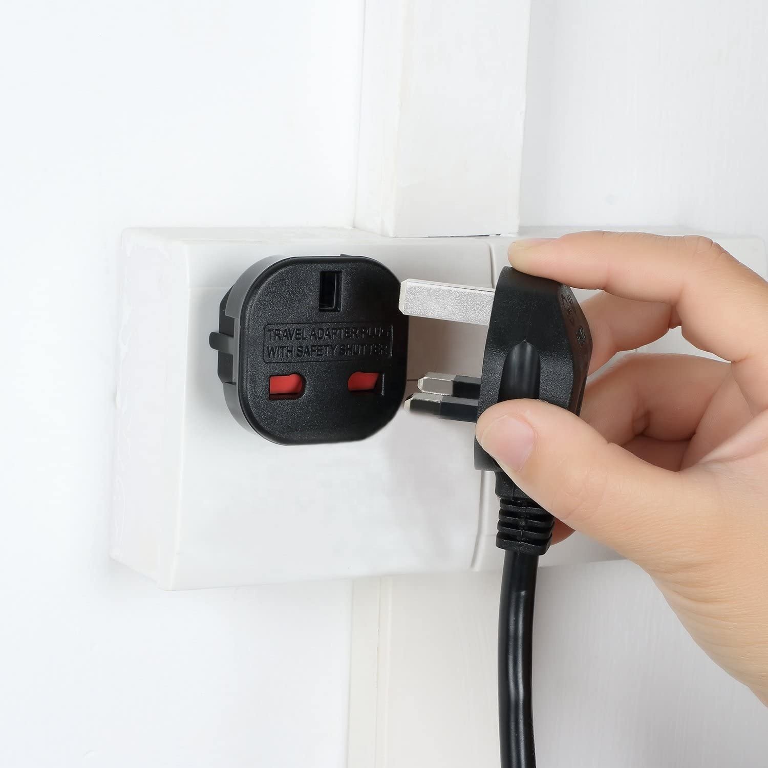 UK to EU Travel Adapter UK to DE Travel Plug UK to DE Power Adapter UK 3 Pin to Euro 2 Pin Type E Plug White/Black