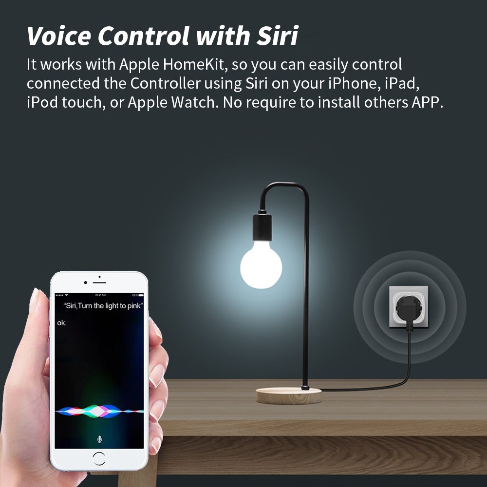 SIXWGH Apple Homekit Socket 16A US Plug Adapter Smart Home Automation App Remote Control Support Siri Voice Google Home Alexa