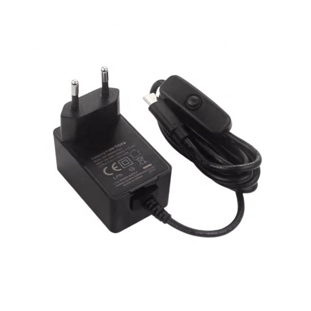 Power adapter for Raspberry Pi 4B Type-C 5V3A with switch button for raspberry pi4b charger US/EU plug power supply