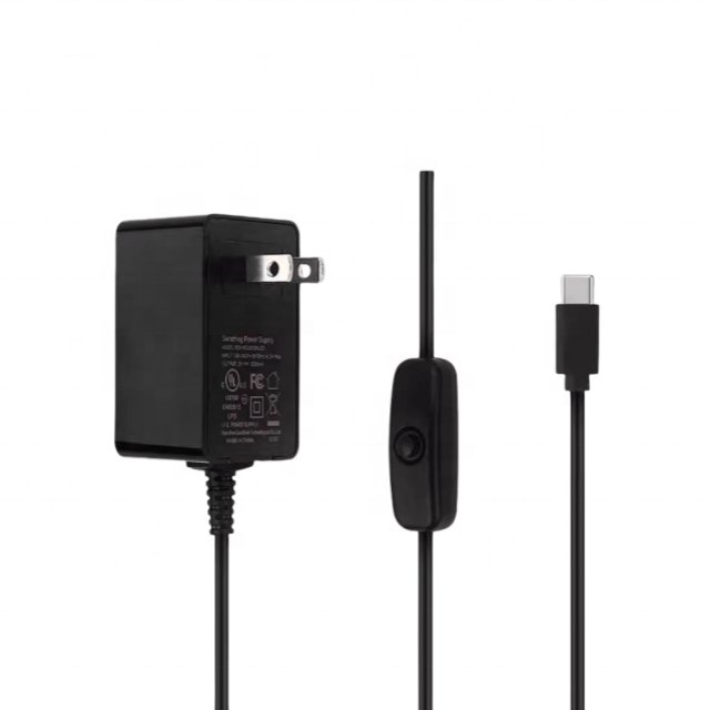 Power adapter for Raspberry Pi 4B Type-C 5V3A with switch button for raspberry pi4b charger US/EU plug power supply