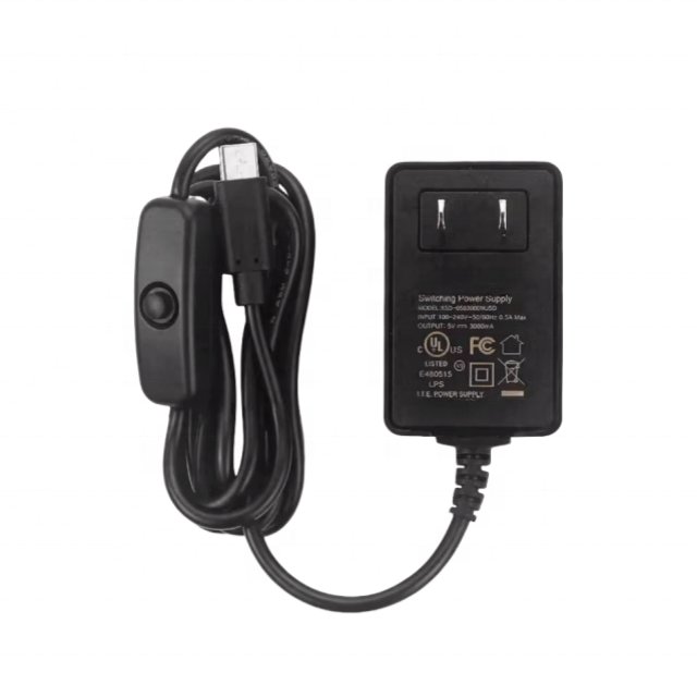 Power adapter for Raspberry Pi 4B Type-C 5V3A with switch button for raspberry pi4b charger US/EU plug power supply