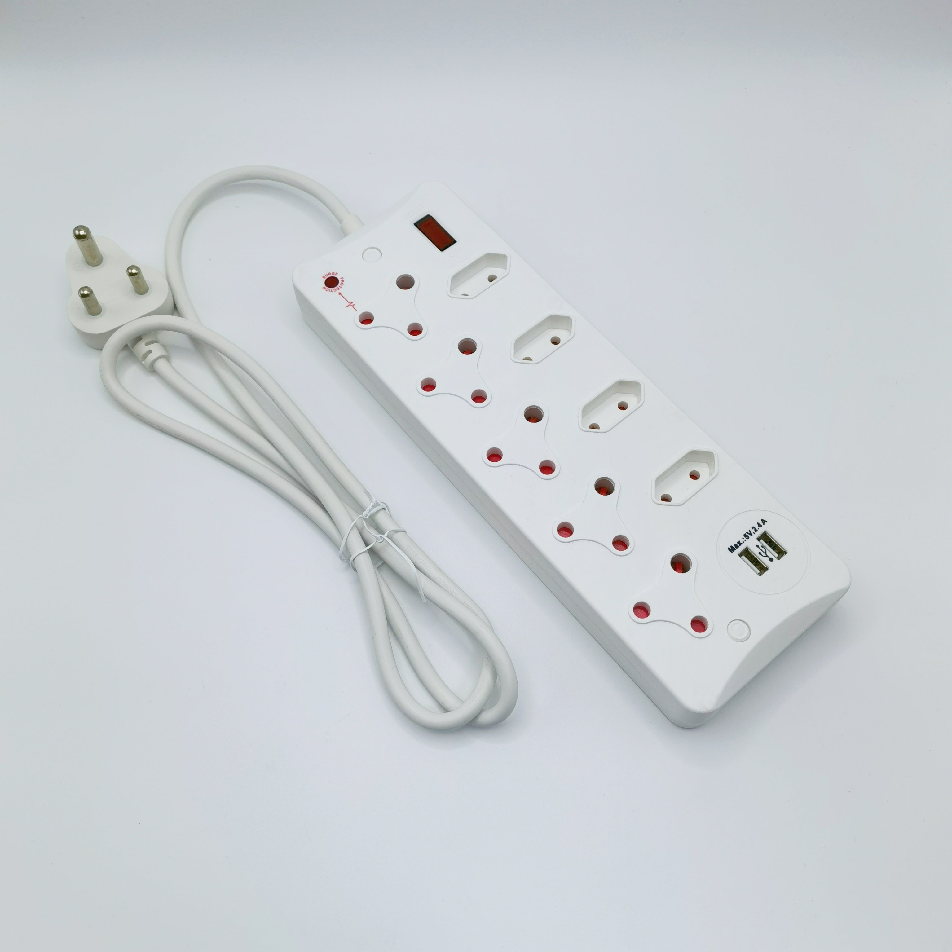 Household Table South Africa Multiple Power Strip Surge Protector 9 Way Outlets Electrical Plug Socket with 2 USB Charger