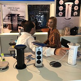 Waterproof Power Plug Motorized Pop Up Socket Multifunction Hidden Outlet Pop Up Desktop Socket With Speaker