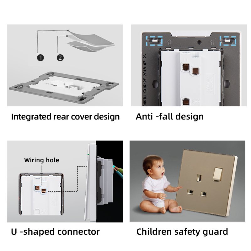 16A Europe Power Outlet, 86mm white panel Russian Federation AC 110V-250V Embedded EU Standard Electric plug Wall Socket