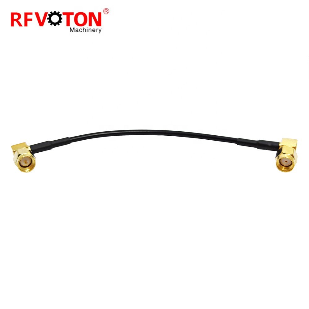 20cm RF RG174 Jumper Cable 90 degree SMA Male Plug to SMA Male Plug Right angle Connector