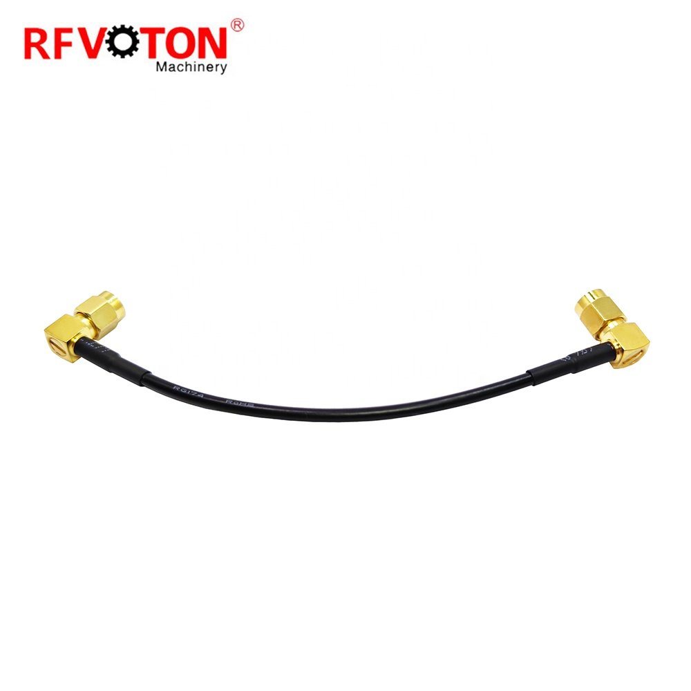 20cm RF RG174 Jumper Cable 90 degree SMA Male Plug to SMA Male Plug Right angle Connector