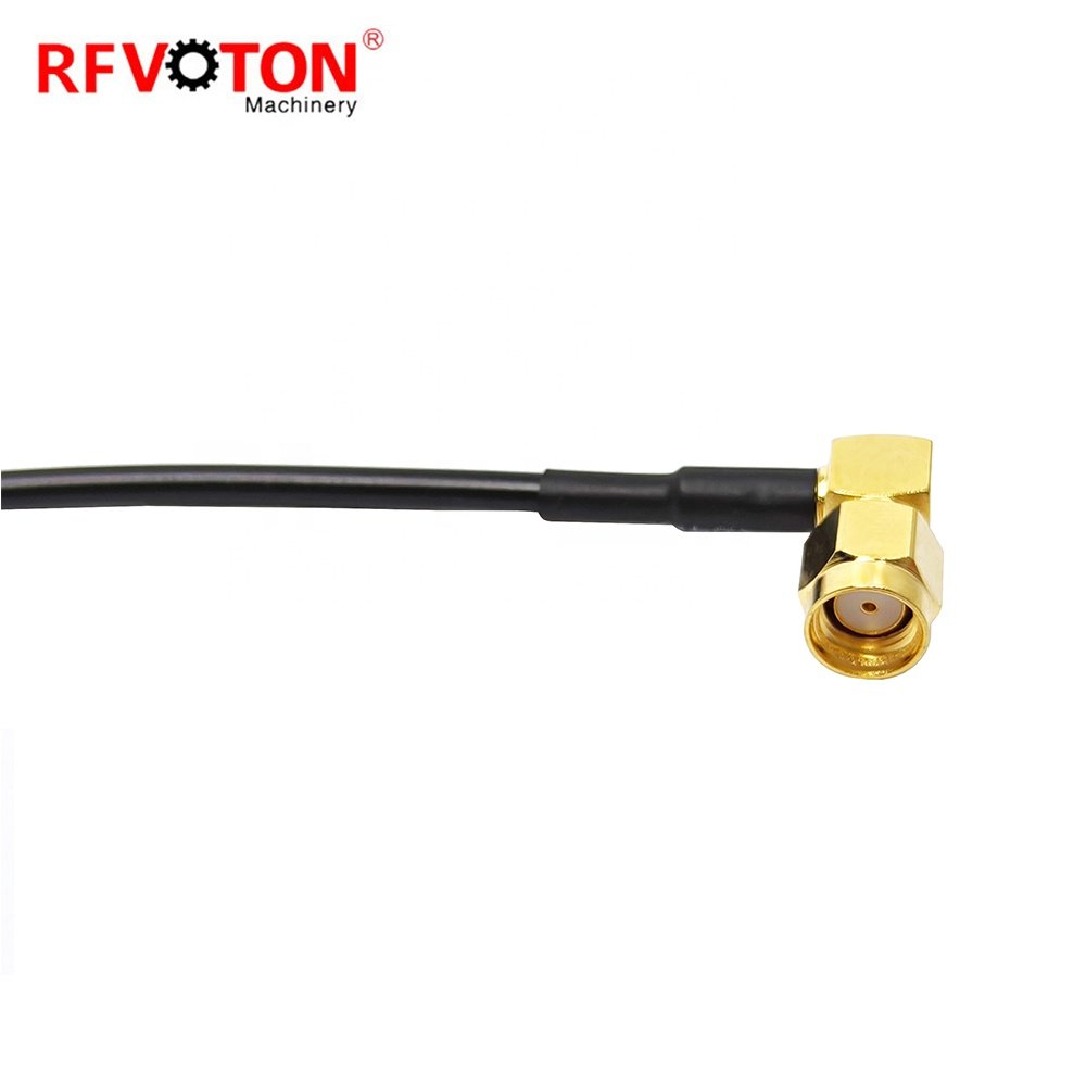 20cm RF RG174 Jumper Cable 90 degree SMA Male Plug to SMA Male Plug Right angle Connector