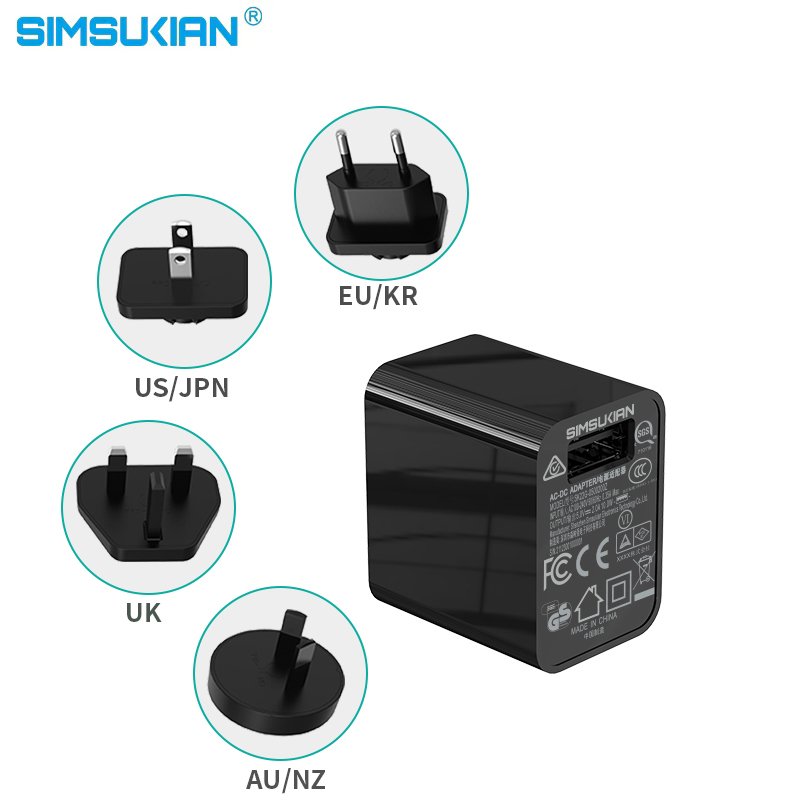 Interchangeable AC plug 5v 2a usb wall charger au plug power adapter