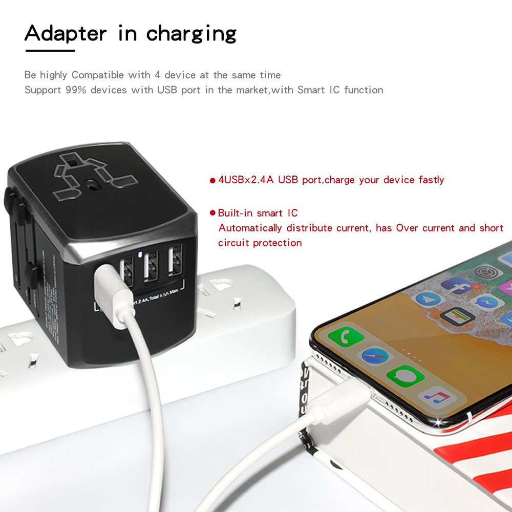 Electrical Plug Socket USB Charger Travel Adapter Multi Plug 100-240V Universal Adaptor