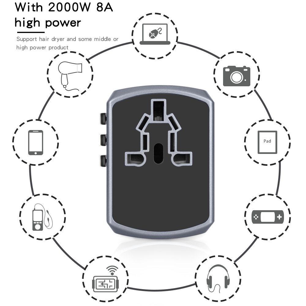 Electrical Plug Socket USB Charger Travel Adapter Multi Plug 100-240V Universal Adaptor