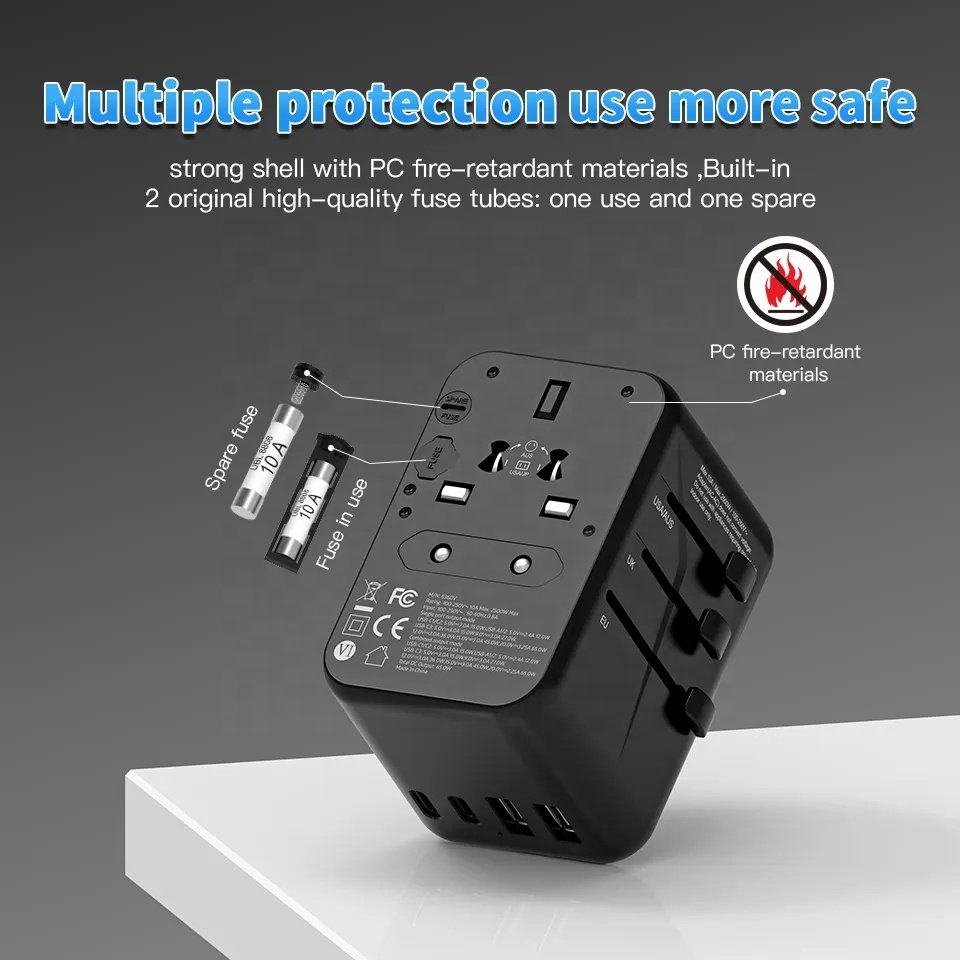 Worldplug GaN 65W Fast Charger Outlet Converter Smart Wall Plug Socket Universal Travel Adapter