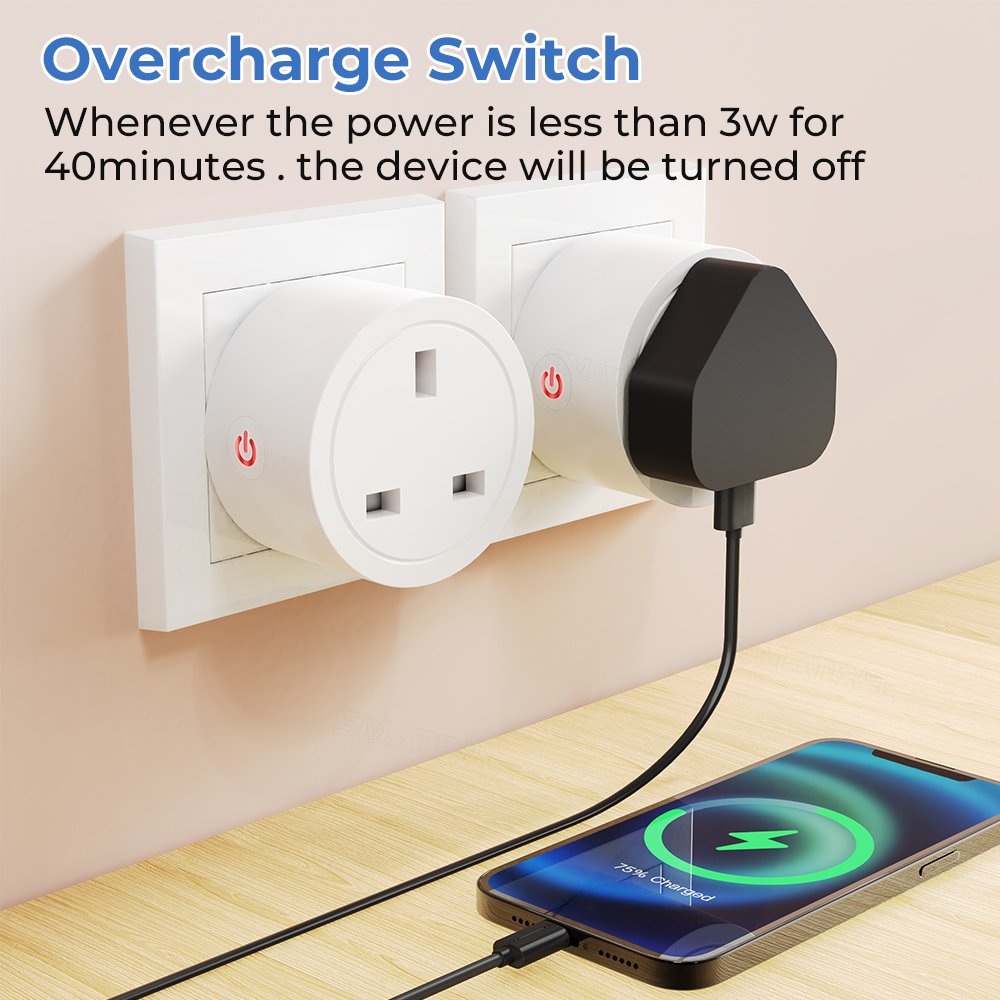 SMATRUL 16A Tuya WiFi Socket Adaptor UK Plug Outlet Smart Life APP Voice Timer Countdown Google Home Alexa