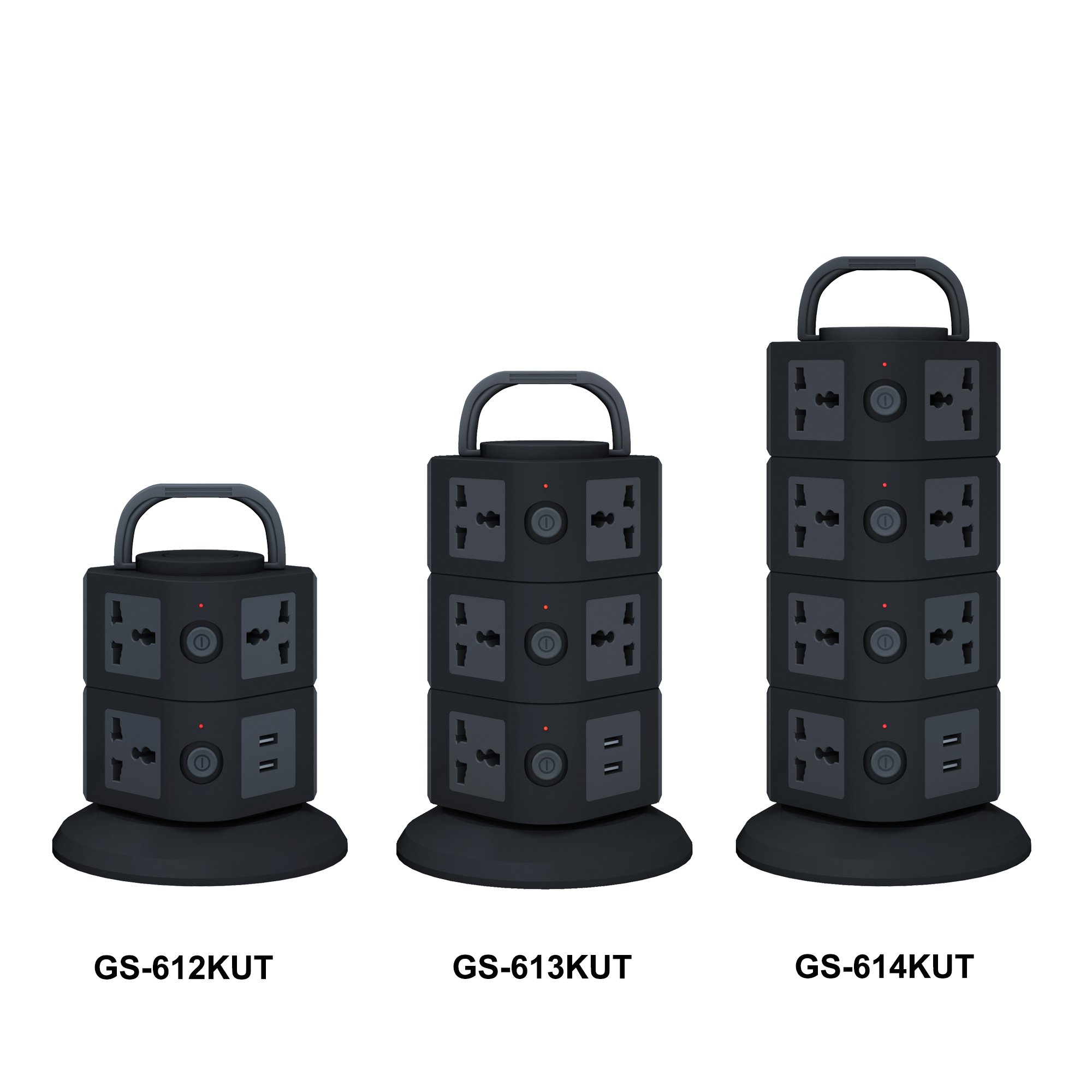 Multiple Universal Plug Outlet Socket Smart Electrical Individual Switch Desktop Charger Tower Extension Board With 2 USB Ports