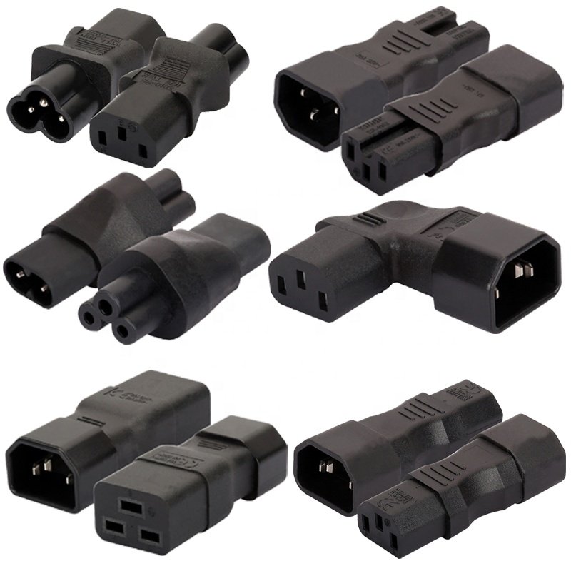 IEC320 C14 to C5 C6 C7 C8 C13 C15 C19 C20 C21 Plug Connector 10A 16A 250V PDU UPS Power Socket Adaptor Black