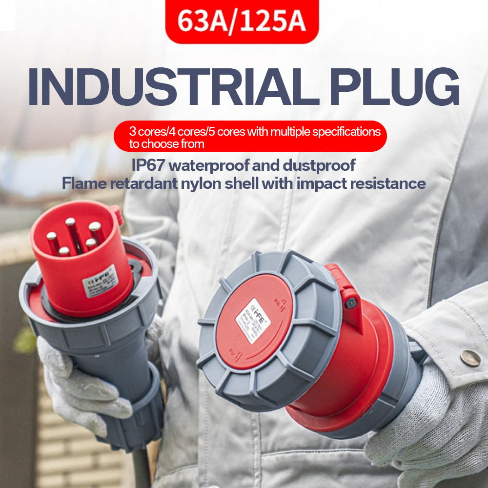 Plastic Industrial Socket Plug 63A 125A 5P 220V 380V 415V Industrial Waterproof PowerPlugs And Sockets