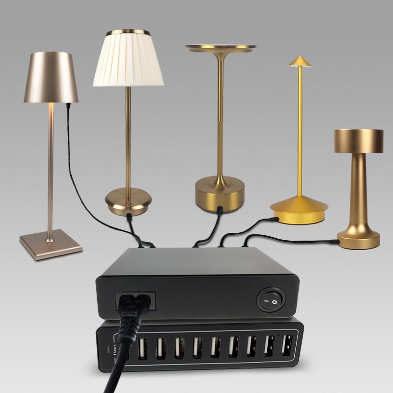 Restaurant hotel cordless lamp smart fast charger plug socket worldwide