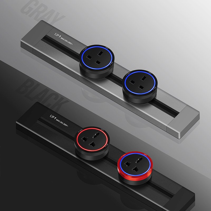 110-250V 32A Aluminum Alloy Electrical Extension Outlet Power Strip Track System Socket With Universal Multi Adaptor plugs