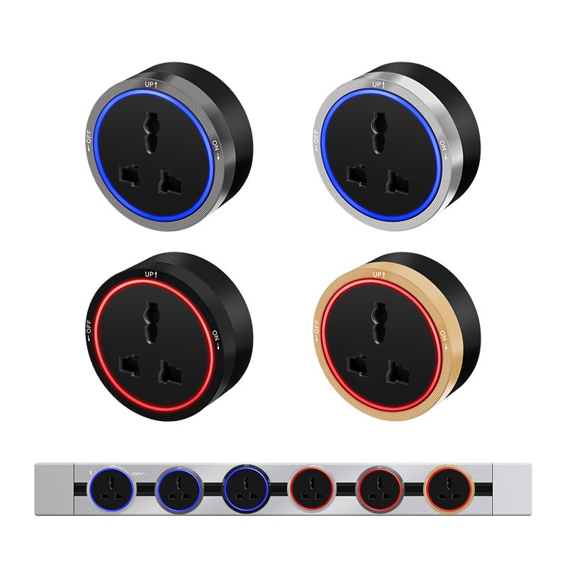 110-250V 32A Aluminum Alloy Electrical Extension Outlet Power Strip Track System Socket With Universal Multi Adaptor plugs