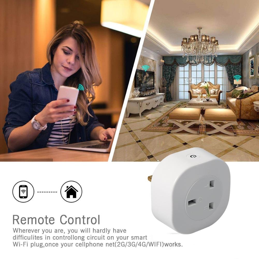 220V Homekit Iot 3 Pin Multi WiFi Smart Wall Plug Socket UK, OEM Design 3-Pin Power Plug with Energy Monitoring