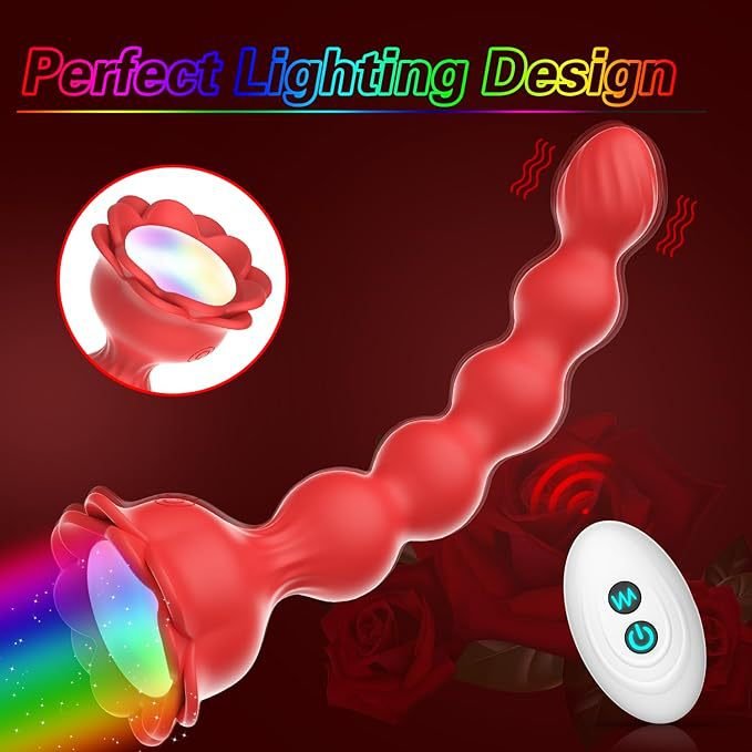 Remote Control Anal Bead Anal Plug Adult Rose Toy Vibrator Male Prostate Massage Vibrating Butt Plug with Flashing Light up Base