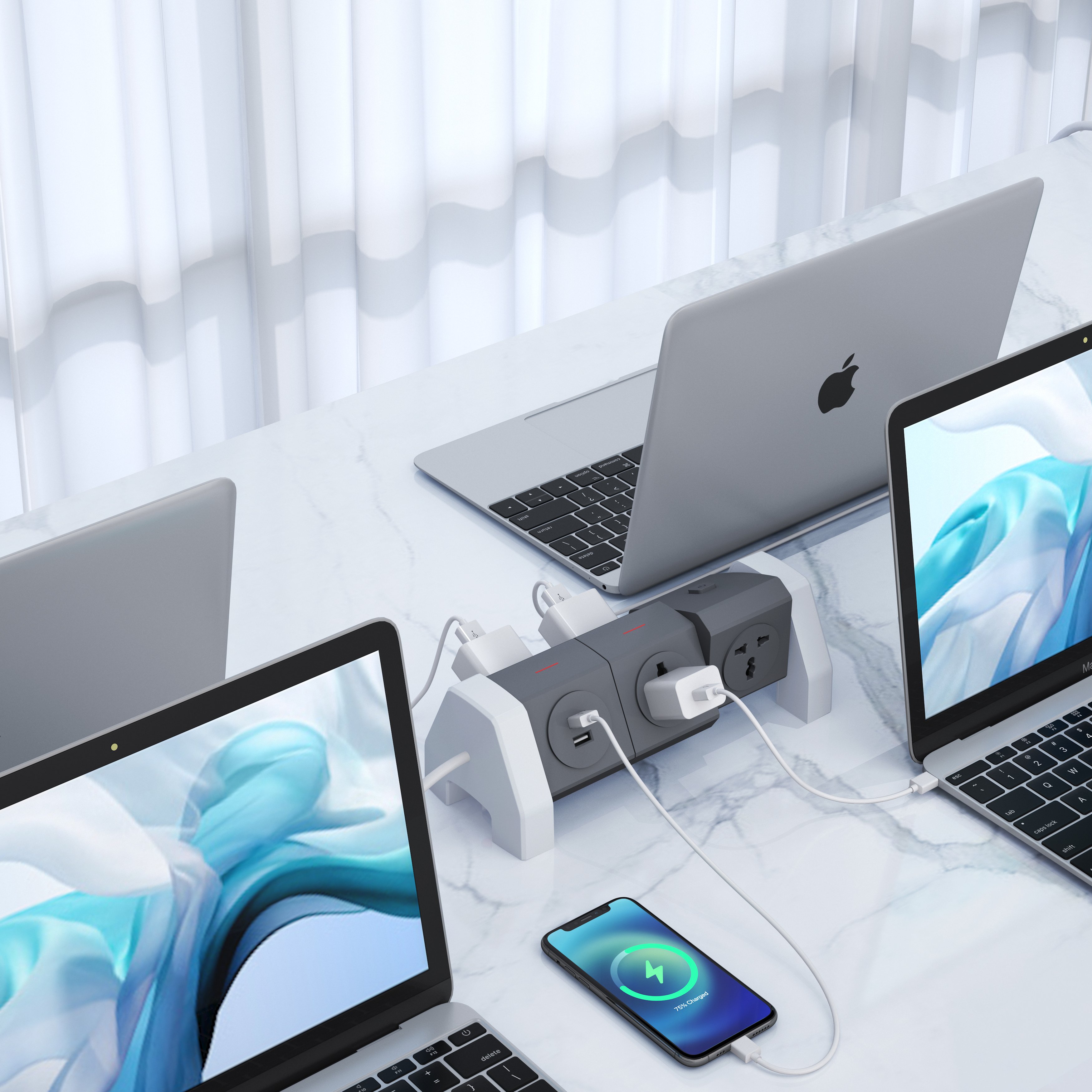 Portable 2 Usb Charging Port Multi Universal Plug Outlet Socket Overload Protection Extension Socket With Individual Switches
