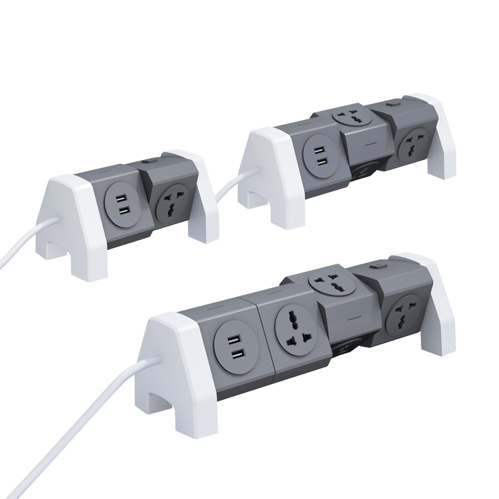 Portable 2 Usb Charging Port Multi Universal Plug Outlet Socket Overload Protection Extension Socket With Individual Switches