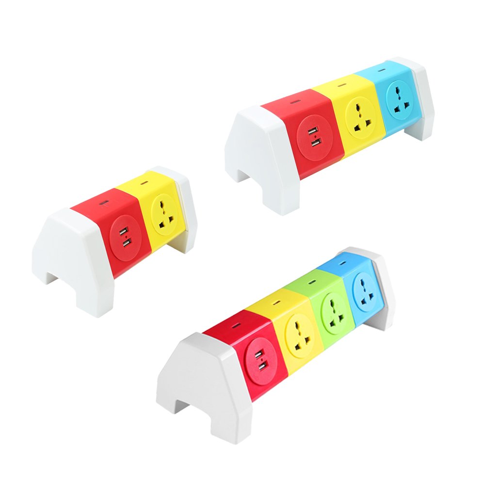 Portable 2 Usb Charging Port Multi Universal Plug Outlet Socket Overload Protection Extension Socket With Individual Switches