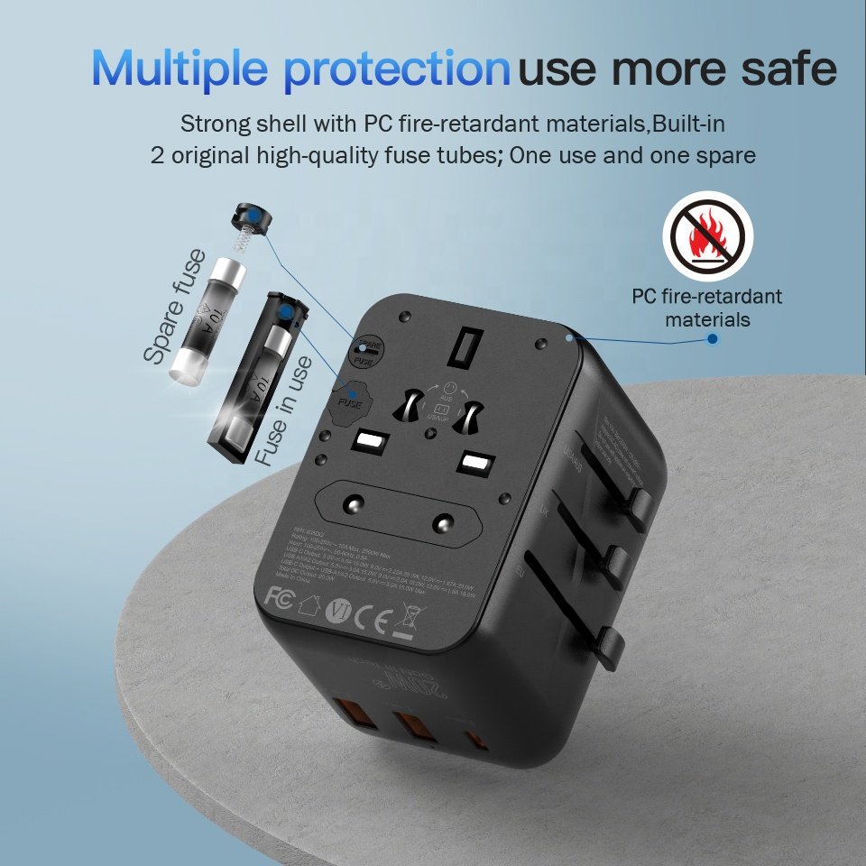 Worldplug GaN 20W Worldwide Dual USB Universal Travel Adapter with Australia Europe UK EU Multi Plug