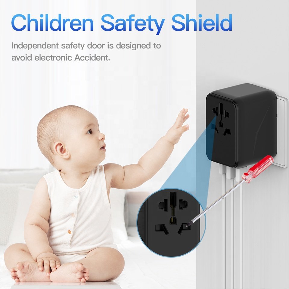 Worldplug GaN 20W Worldwide Dual USB Universal Travel Adapter with Australia Europe UK EU Multi Plug